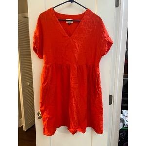 Orangey Red Light Summer Dress WITH POCKETS